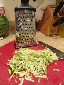 Grated Zucchini Ready for the Pan